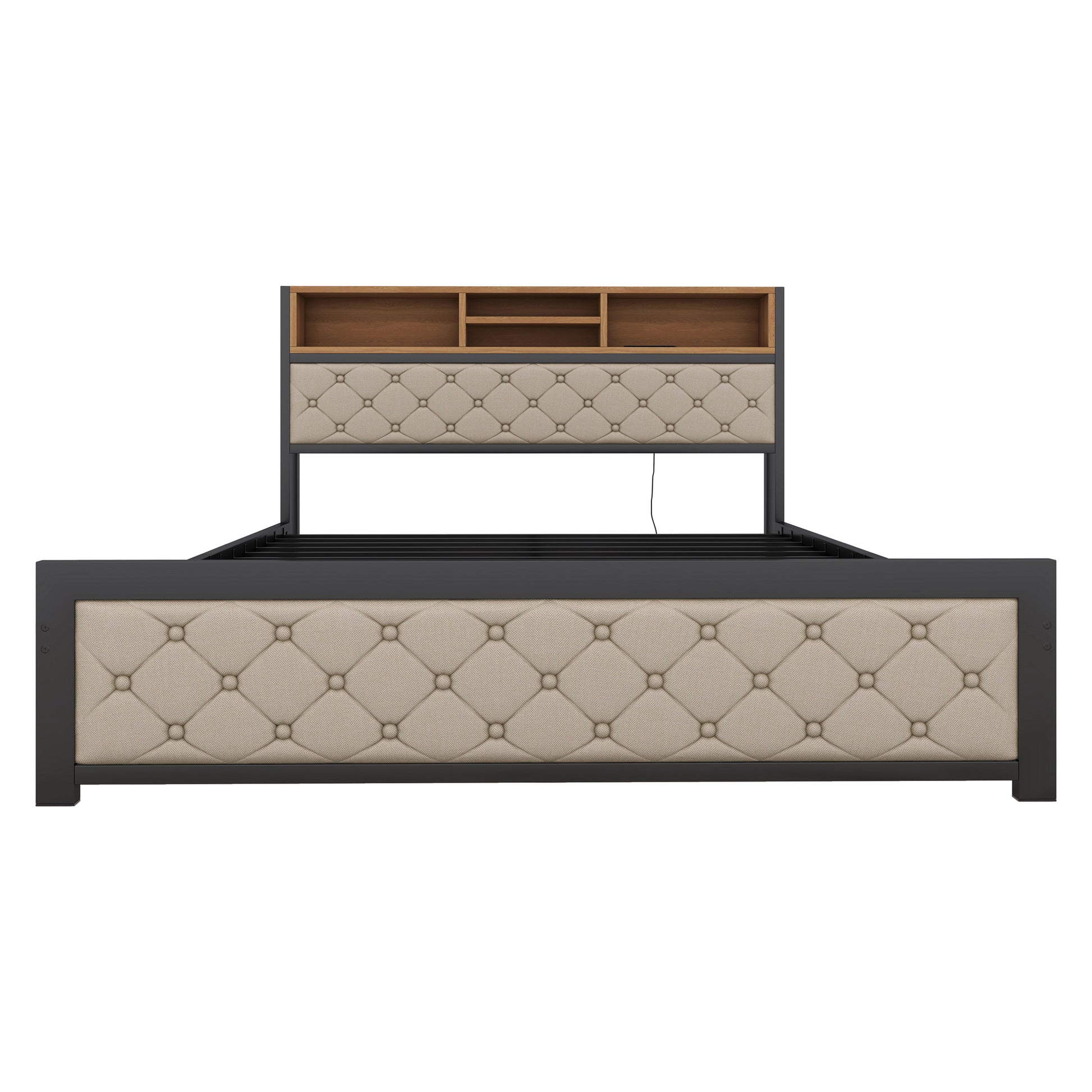 Metal Queen Size Platform Bed With 4 Drawers -