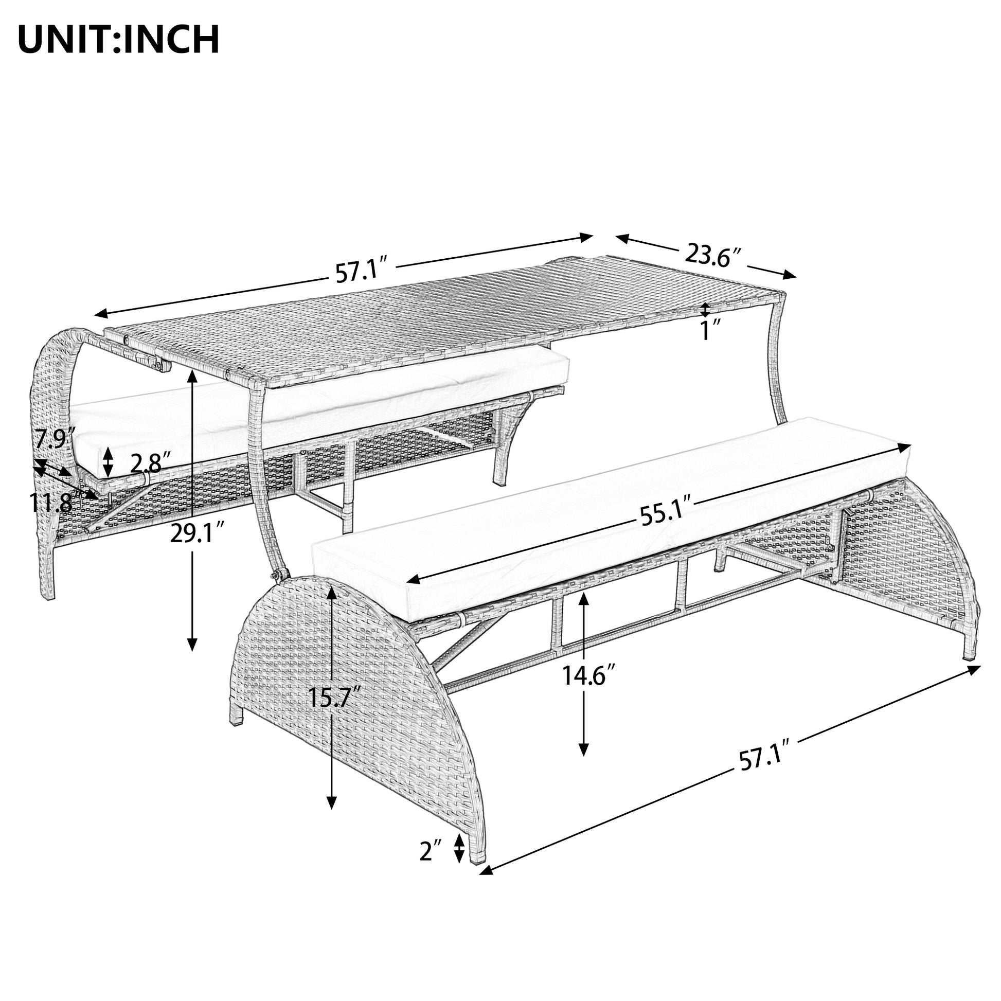 Outdoor Loveseat And Convertible To Four Seats