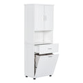 Tall Bathroom Cabinet With Laundry Basket, Large