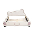 Queen Size Velvet Platform Bed With Bear Shaped -