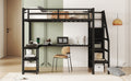 Metal Full Loft Bed With Wardrobe And Led Light,