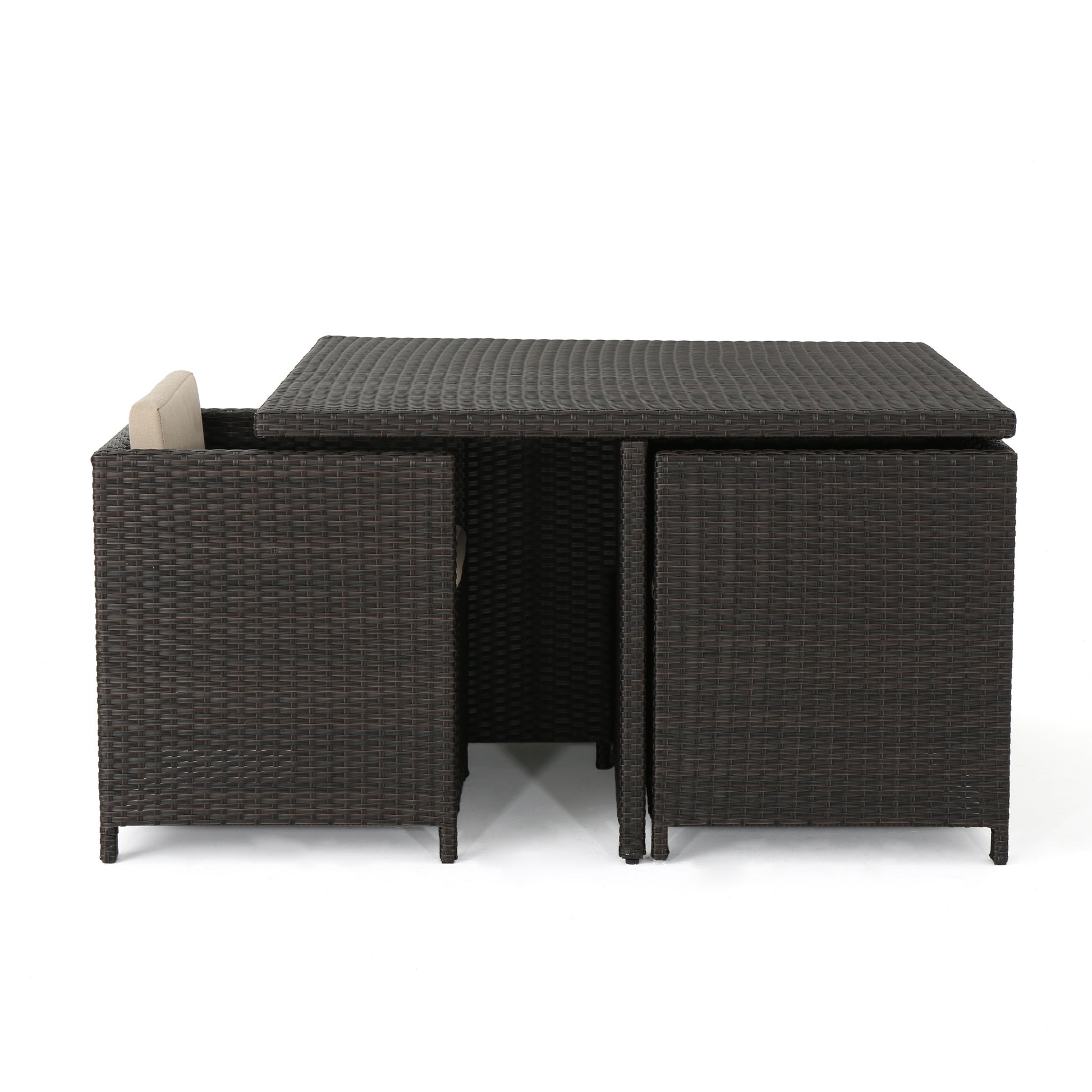 PUERTA 48IN SQUARE DINING TABLE dark brown-rattan