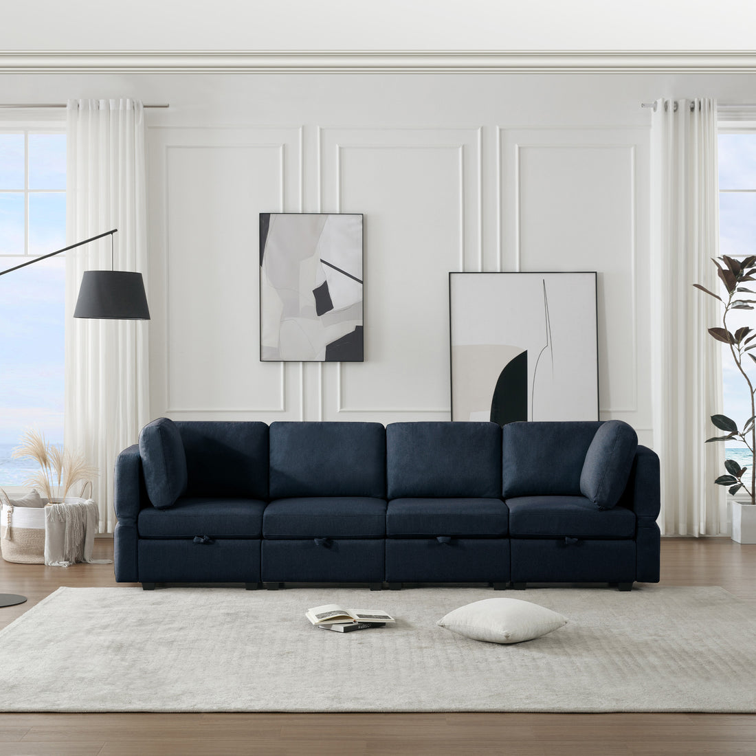 Fabric Modern Modular Sofa Couch With Storage