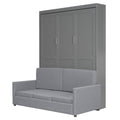 Queen Size Murphy Bed Wall Bed With Cushion,Gray