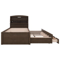 Twin Size Wooden Led Platform Bed With Trundle,