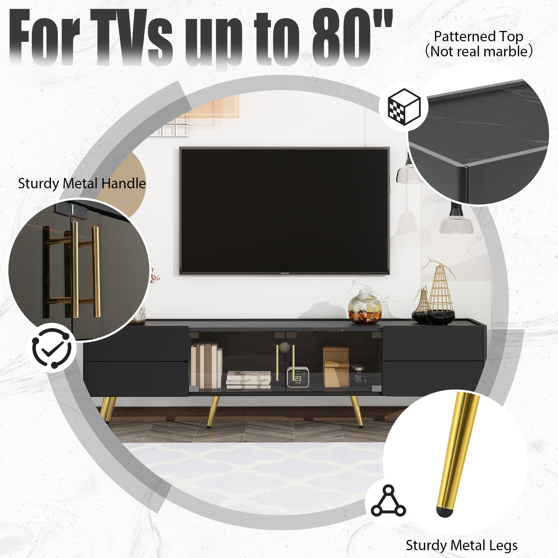 Modern Tv Stand With Led Lights For Tvs Up To 80