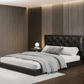 Queen Size Tufted Upholstered Platform Bed, Black