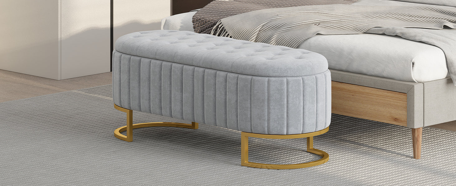 Elegant Upholstered Velvet Storage Ottoman With