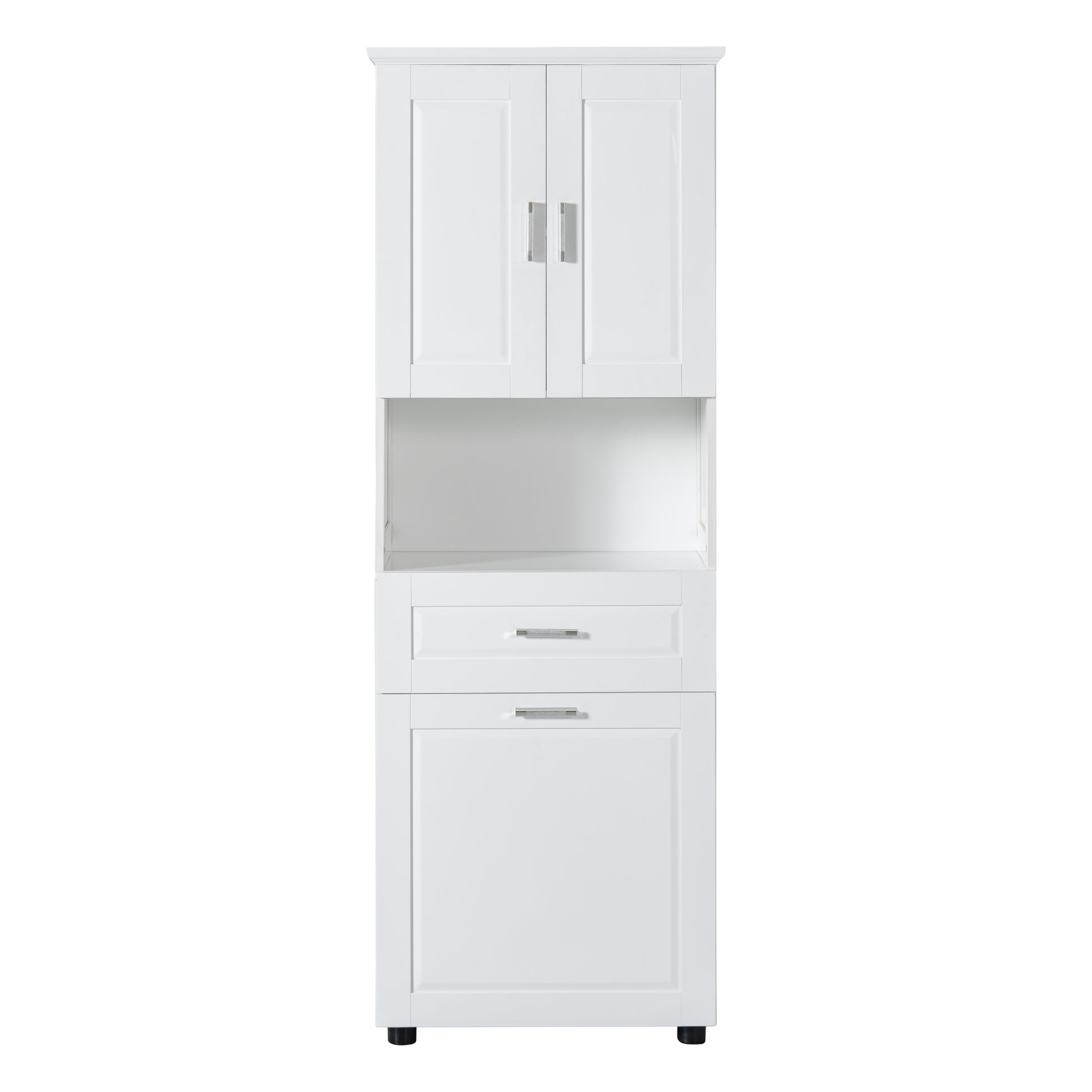 Tall Bathroom Cabinet With Laundry Basket, Large