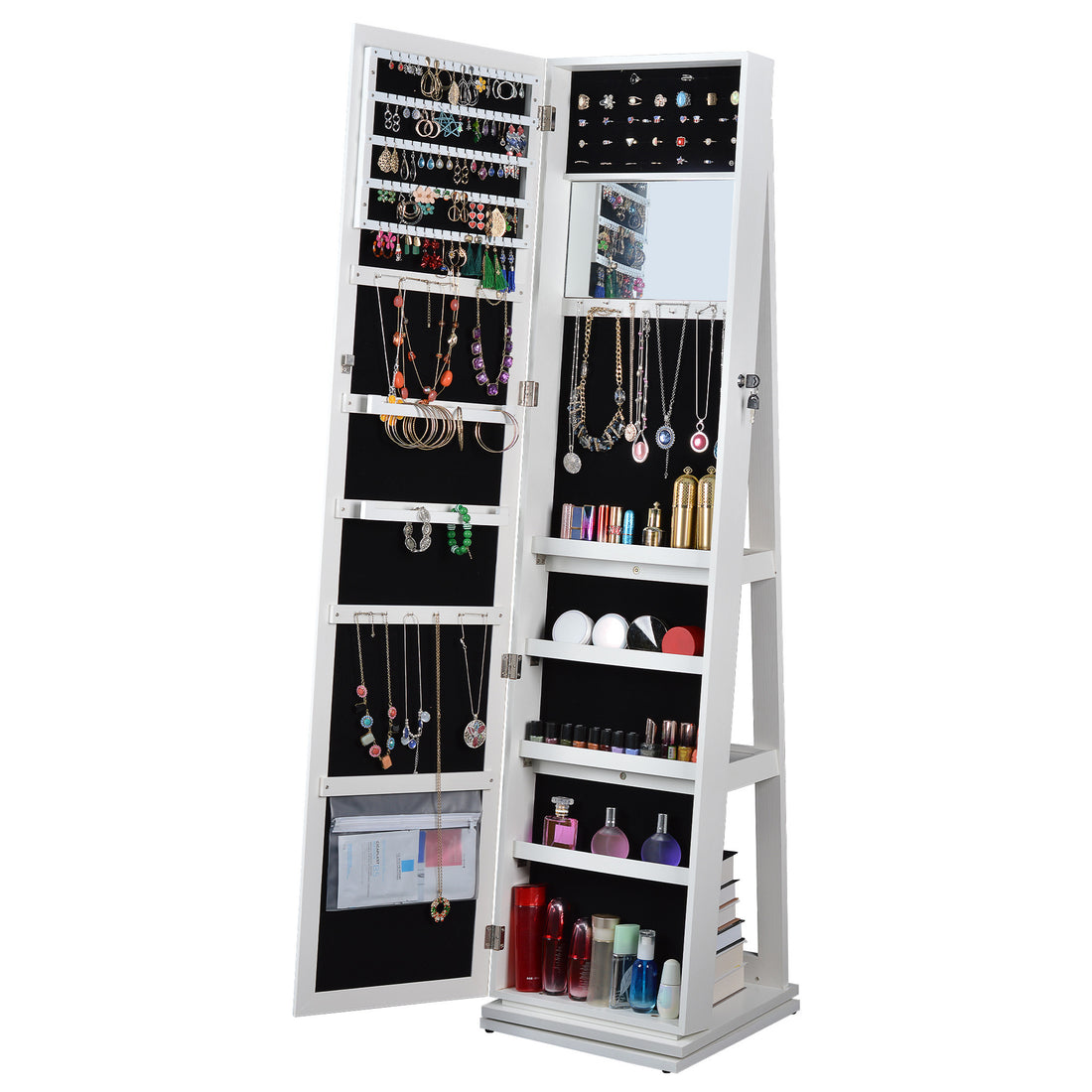 Full Length Mirror 360 Swivel Jewelry Cabinet -