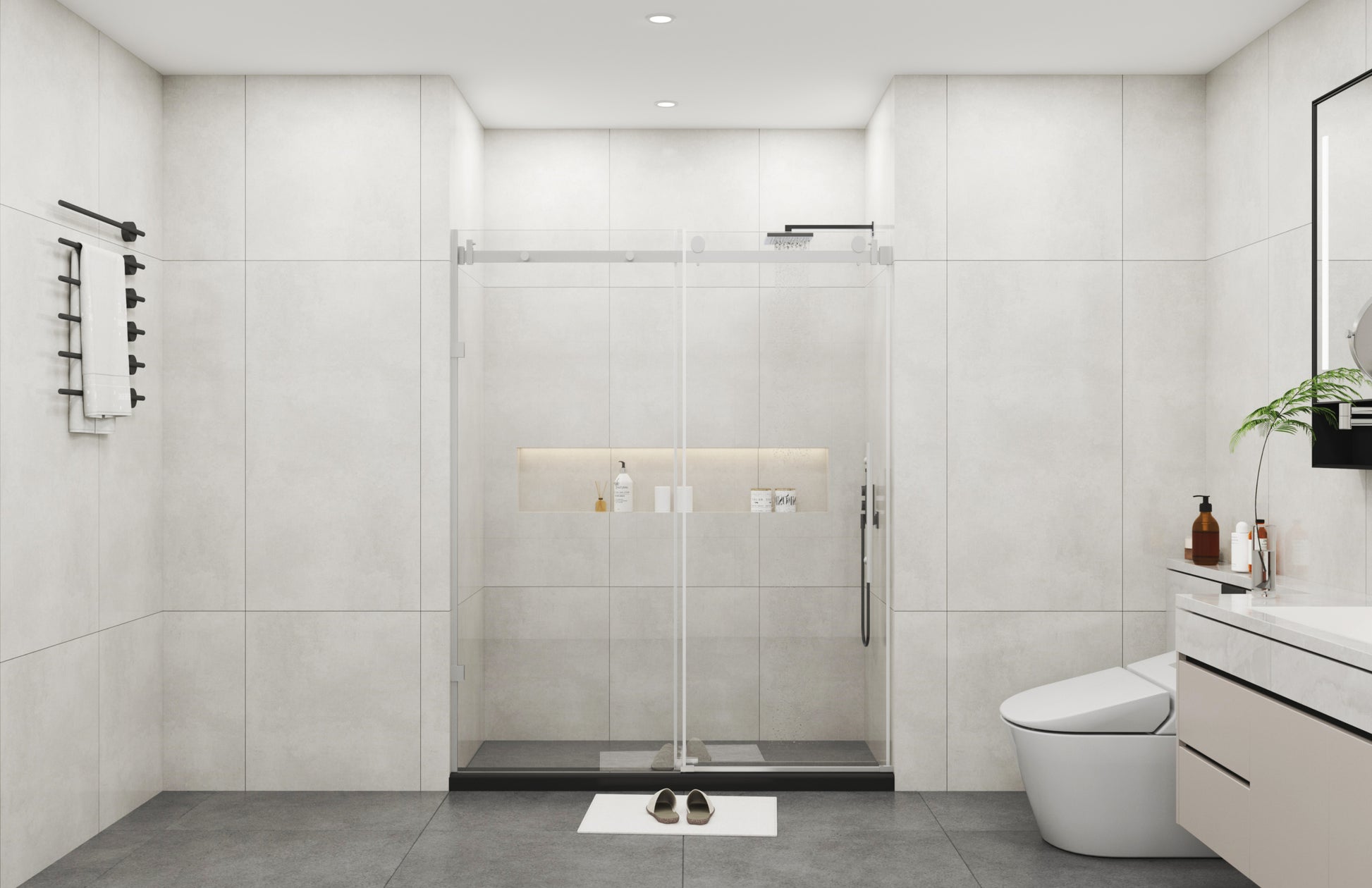 Frameless Sliding Glass Shower Doors 72" Width X