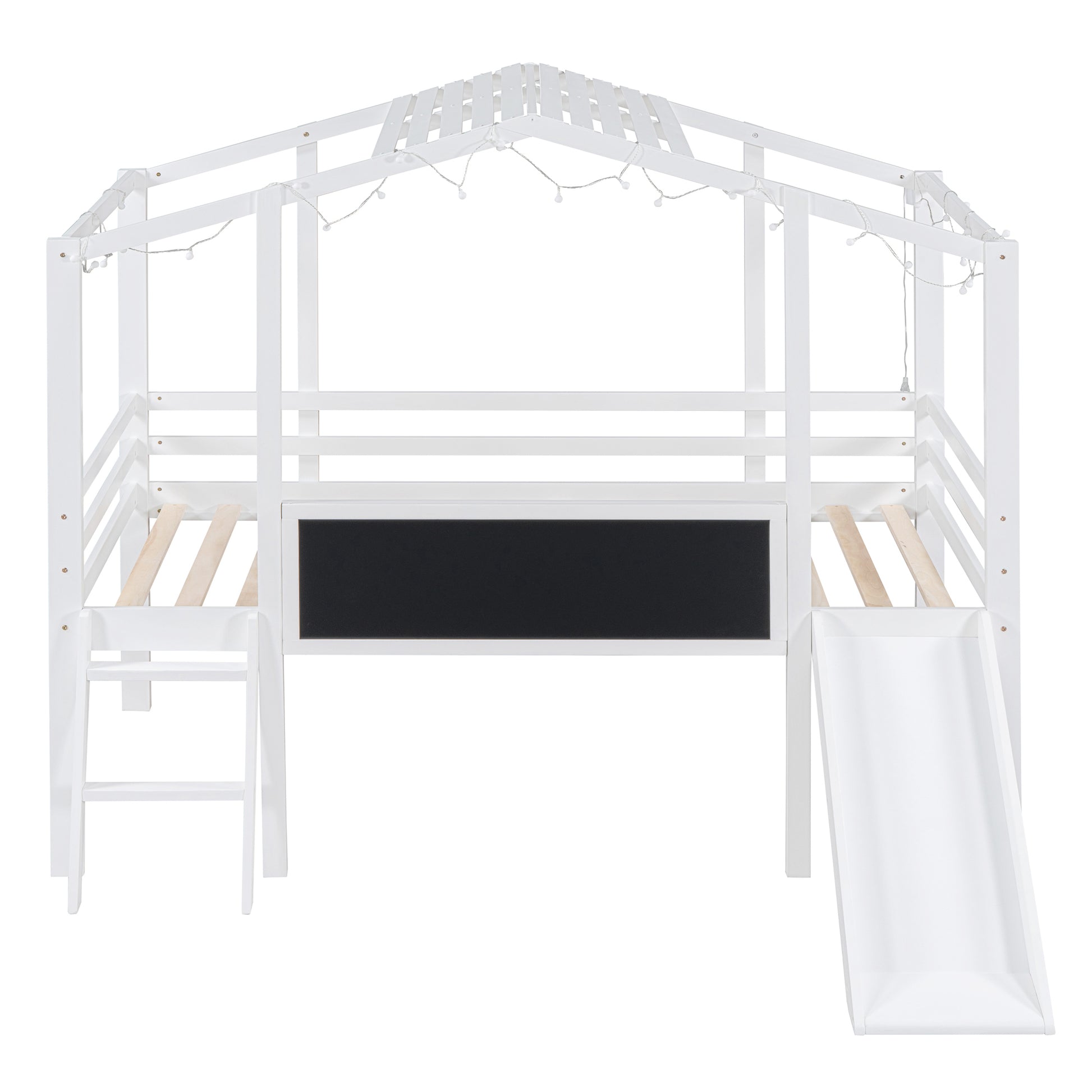 Twin Size Loft Bed With Ladder And Slide, House