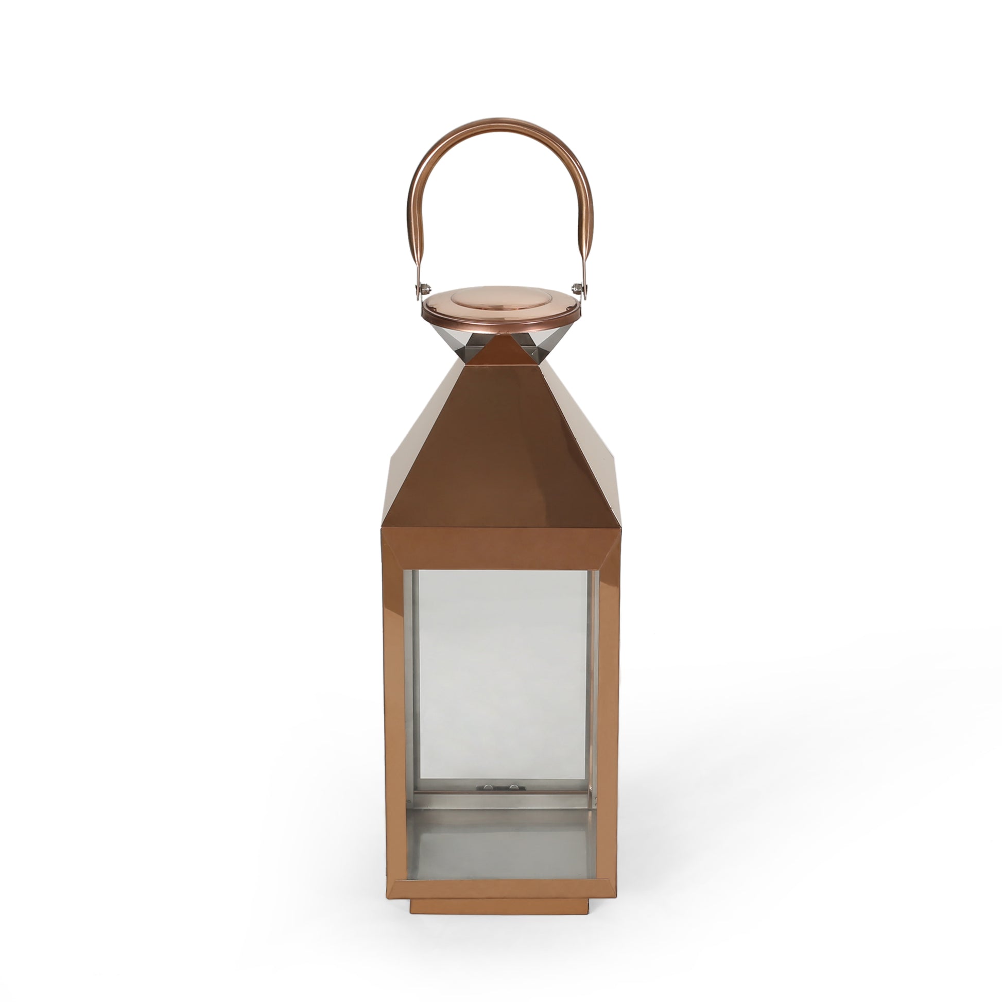 15.5'' H Stainless Steel Tabletop Lantern - Rose