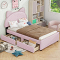 Twin Size Upholstered Platform Bed with Cartoon Ears box spring not