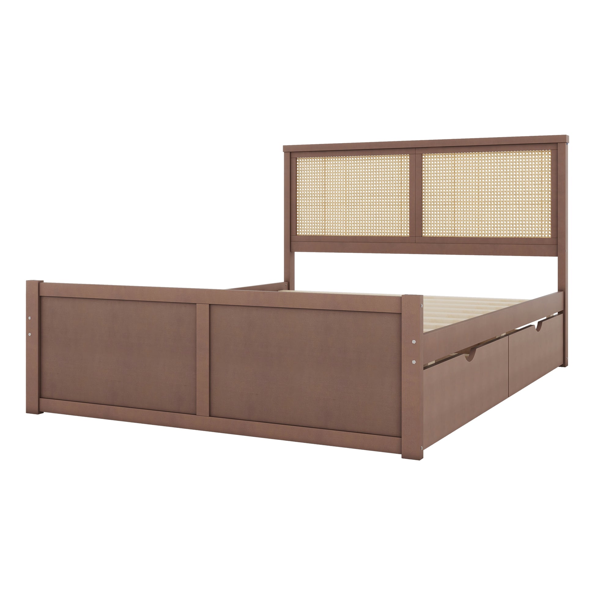 Queen Size Wood Storage Platform Bed With 4