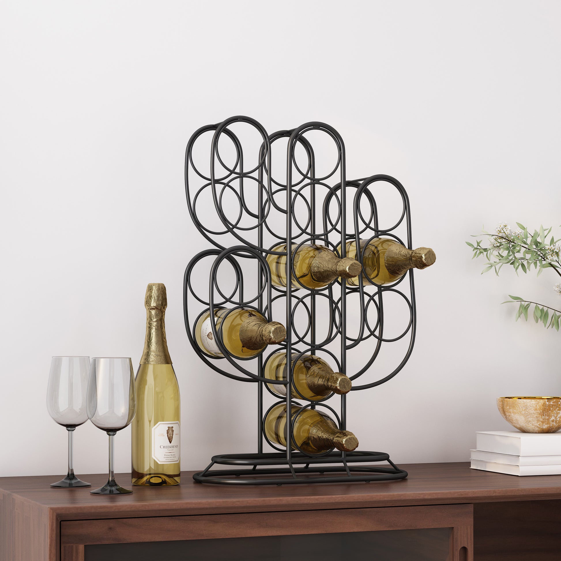 WINE RACK black-metal+mesh