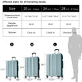 Hardside Luggage Sets 3 Pieces, Expandable Luggages blue-gray-abs