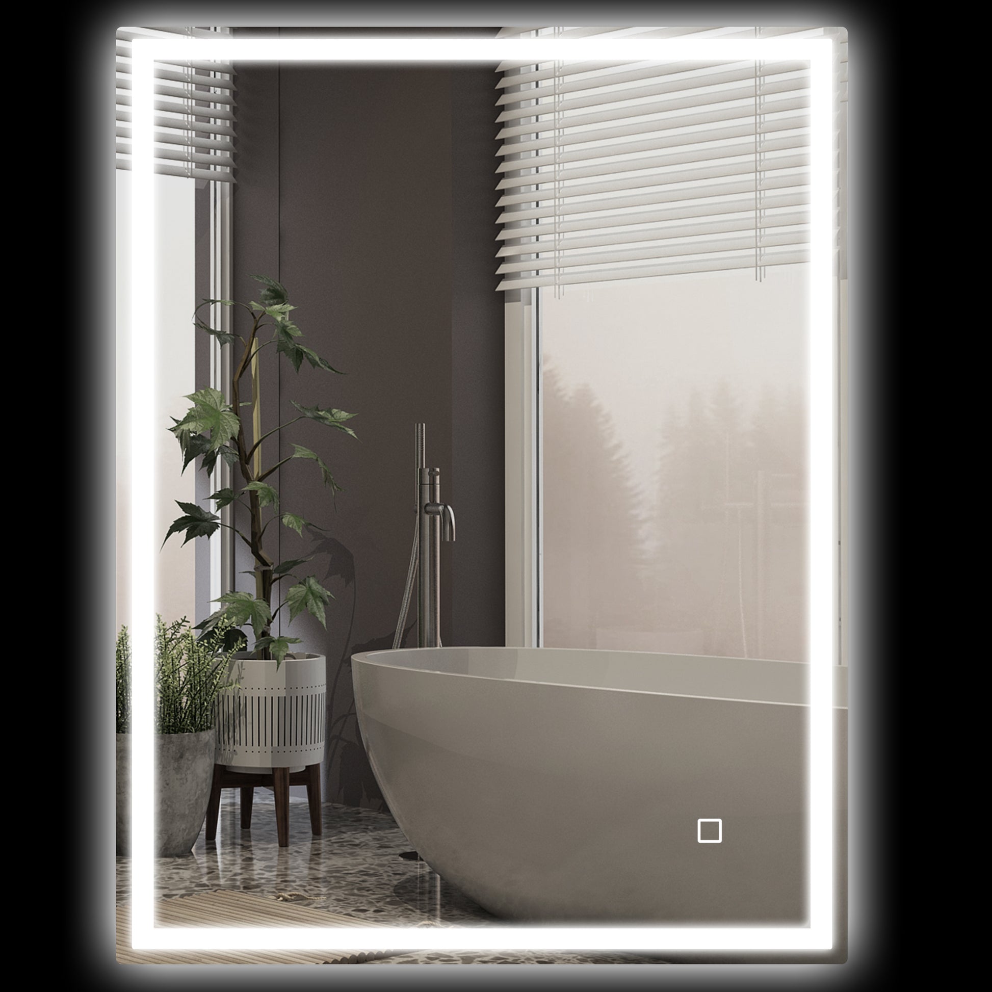 HOMCOM 36" x 28" Dimmable Bathroom Mirror with Lights silver-tempered glass