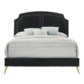 Black Queen Bed With Nailhead Trim - Box Spring