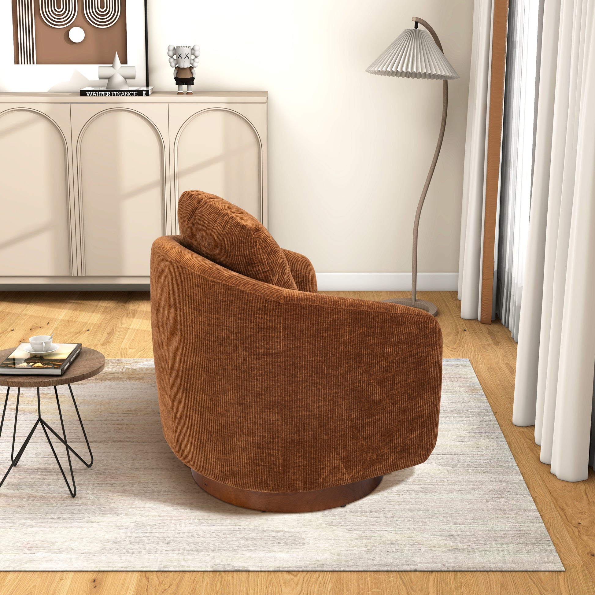 30.3"W Swivel Accent Barrel Chair And Comfy Round