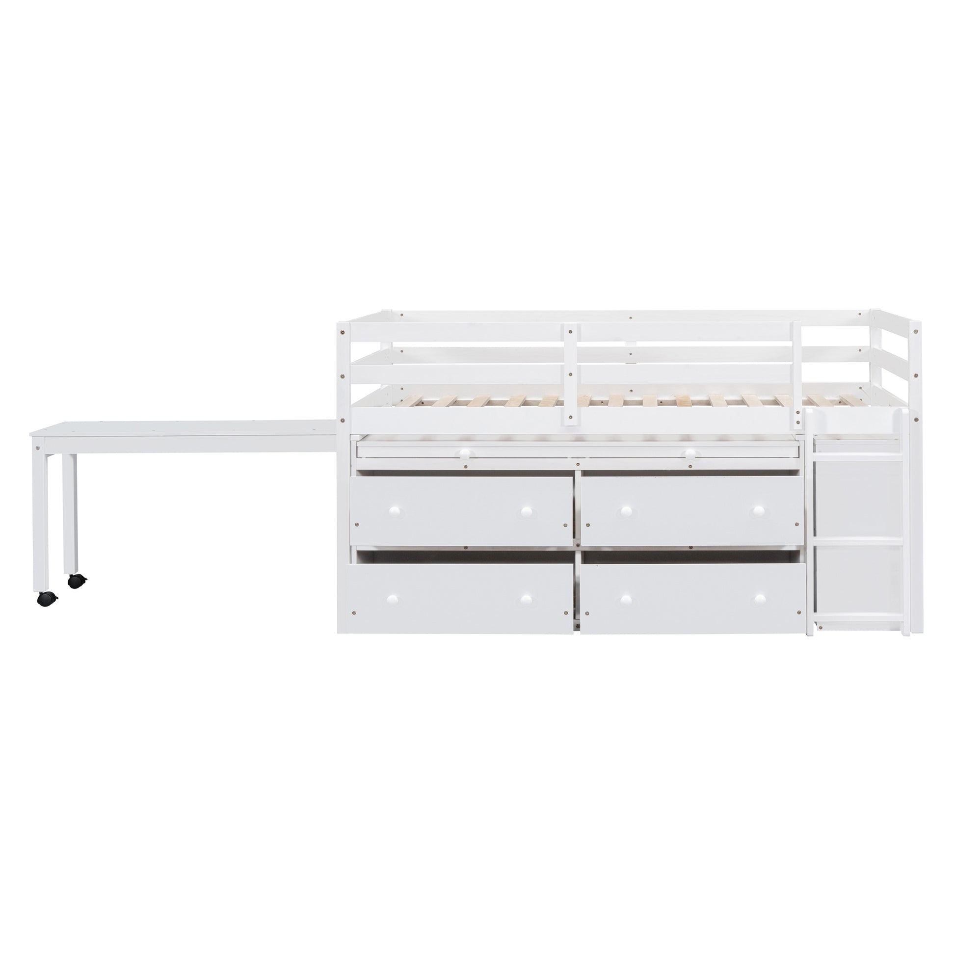 Twin Size Loft Bed With Retractable Writing Desk