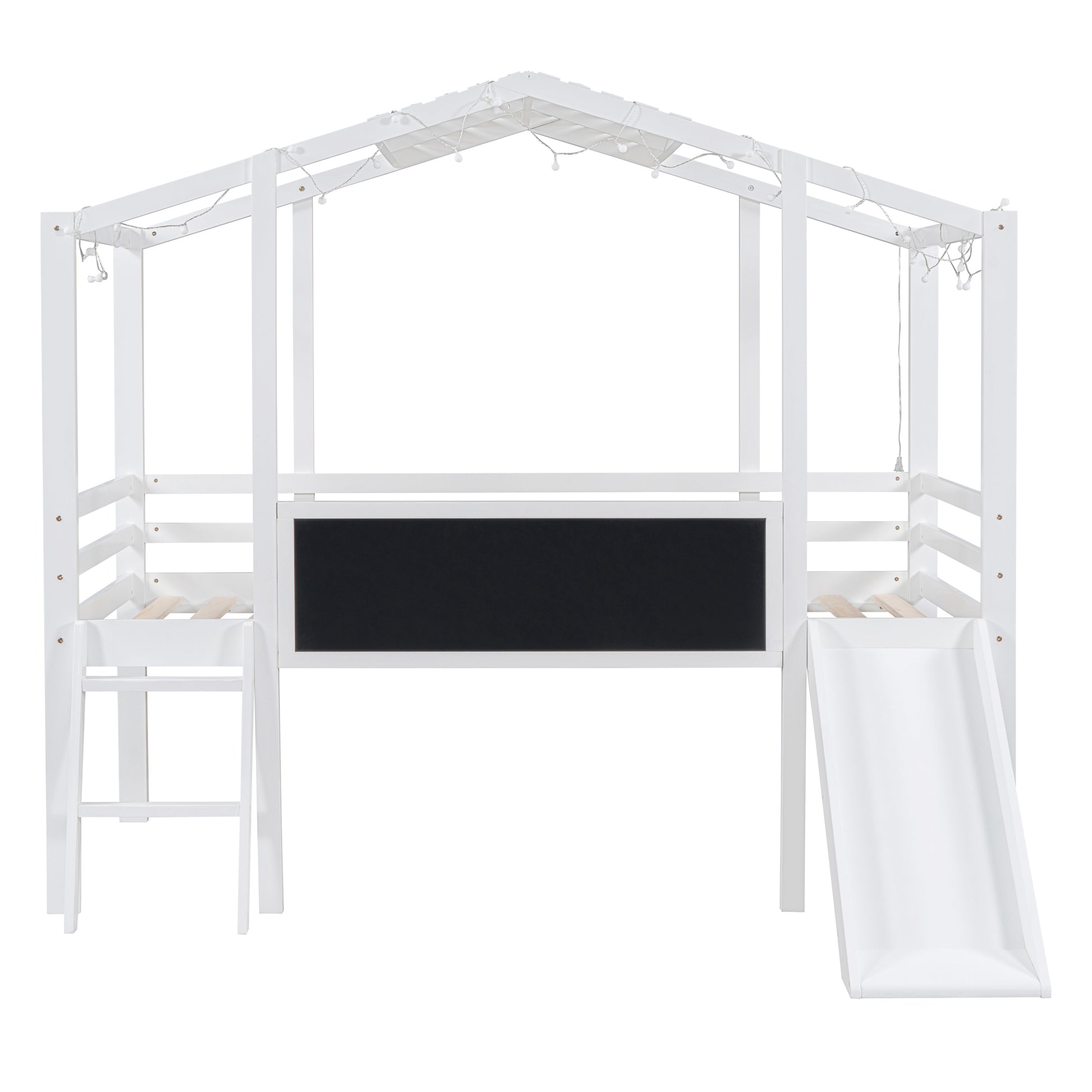 Twin Size Loft Bed With Ladder And Slide, House