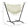 Outsunny Patio Hammock Chair with Stand, Outdoor white-steel