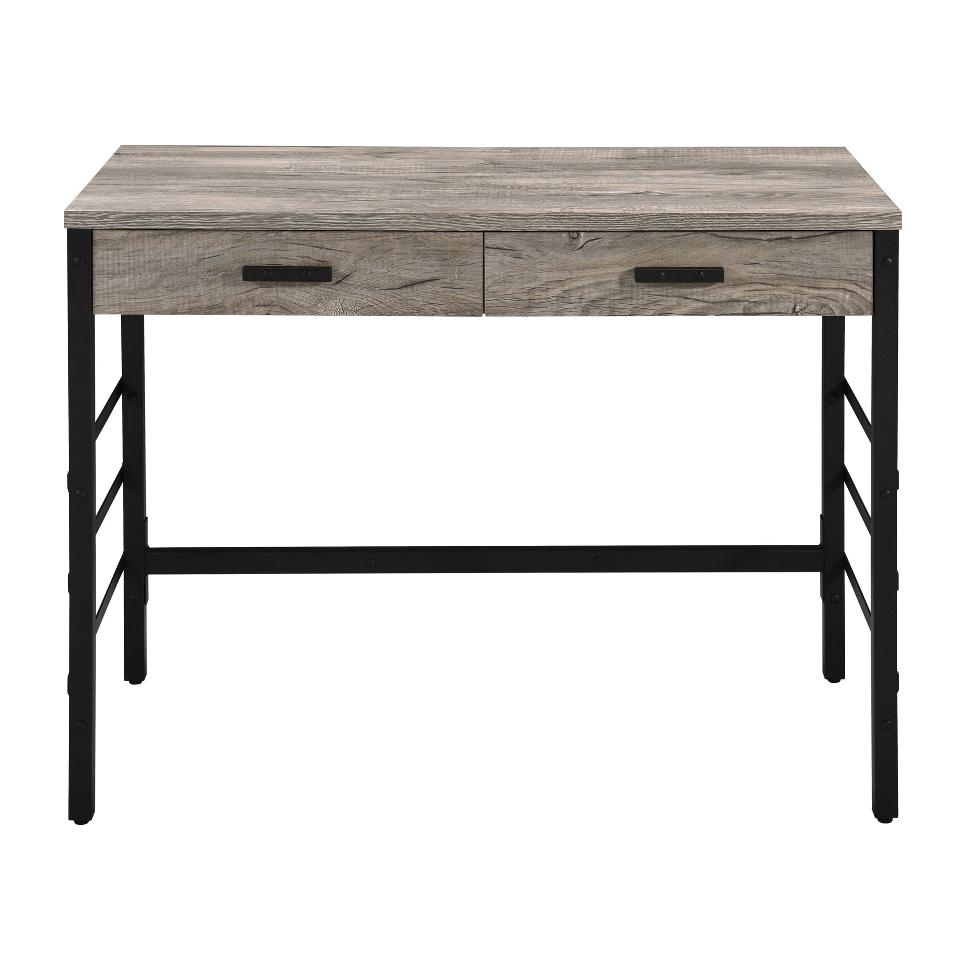 Light Weathered Oak And Black Writing Desk With 2