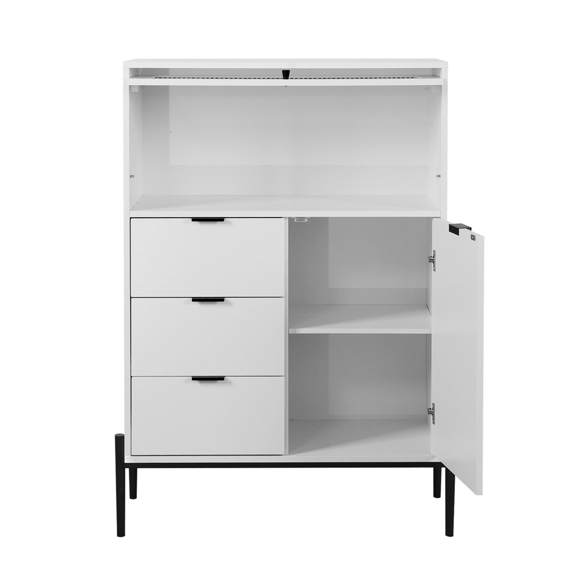 Sideboard With 3 Drawers ,1 Door And 1 Glass Door