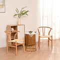 Natural Solid Wood Wishbone Design Backrest Chair