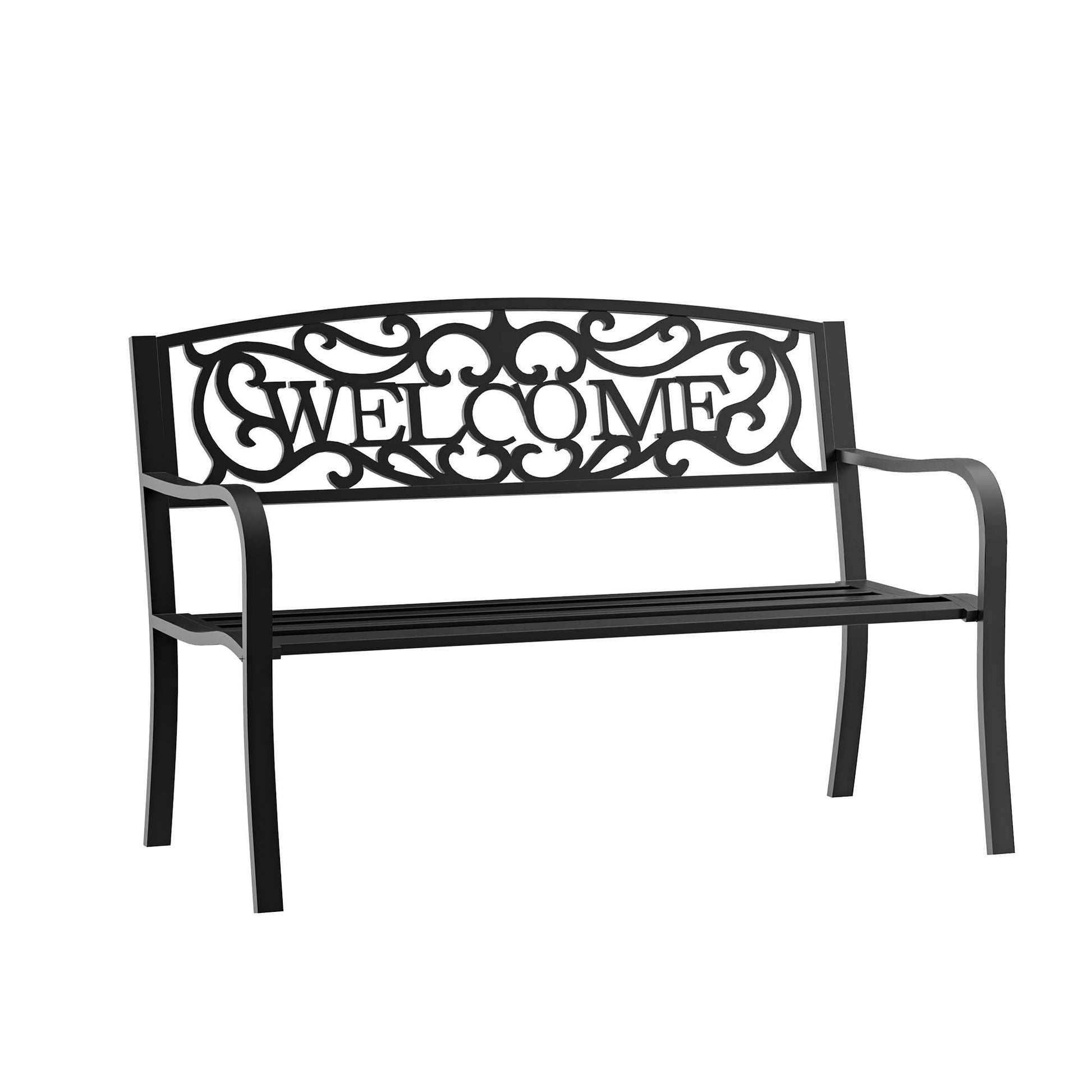 Outsunny 50" Outdoor Metal Welcome Bench, Garden