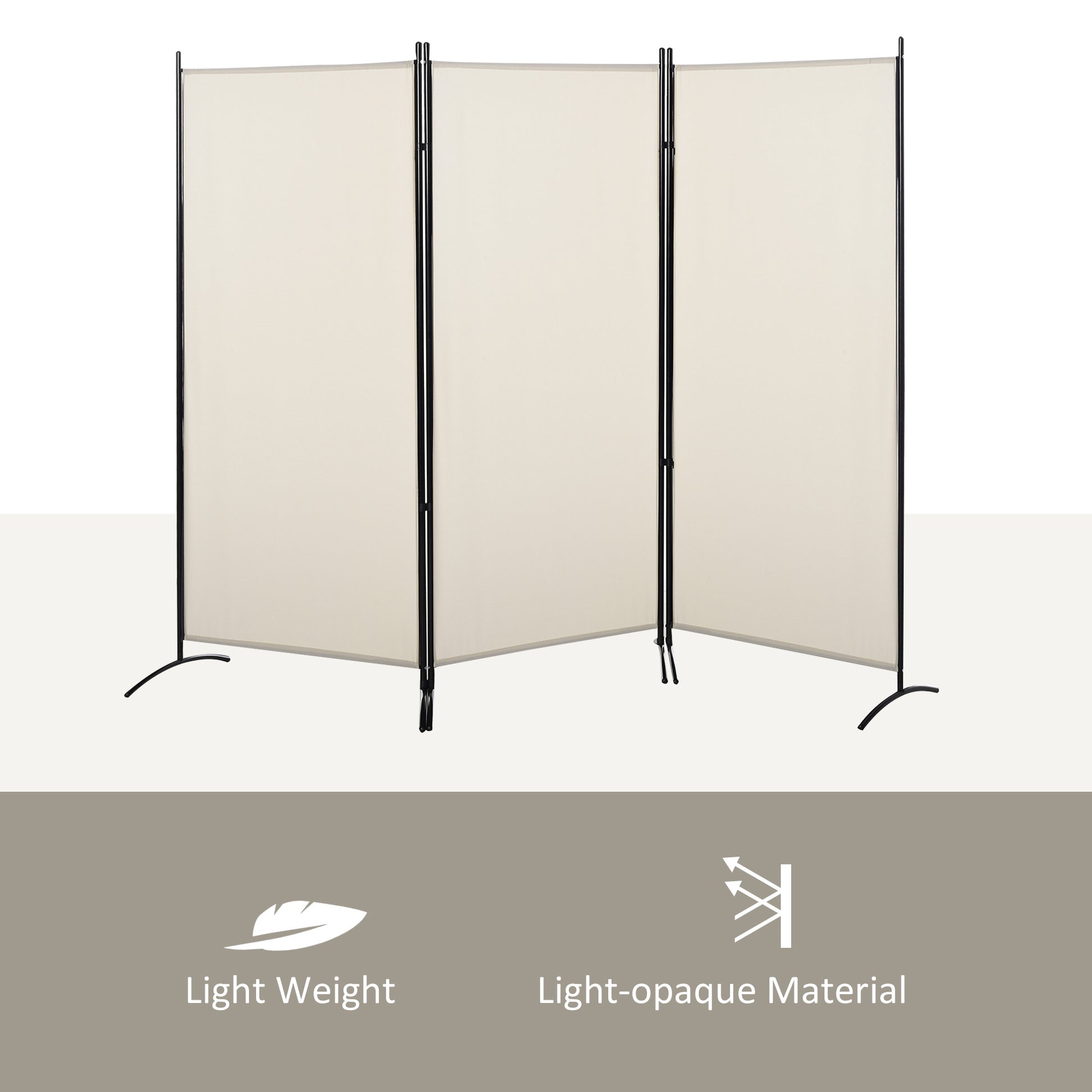 HOMCOM 6' 3 Panel Room Divider, Indoor Privacy Screen beige-polyester