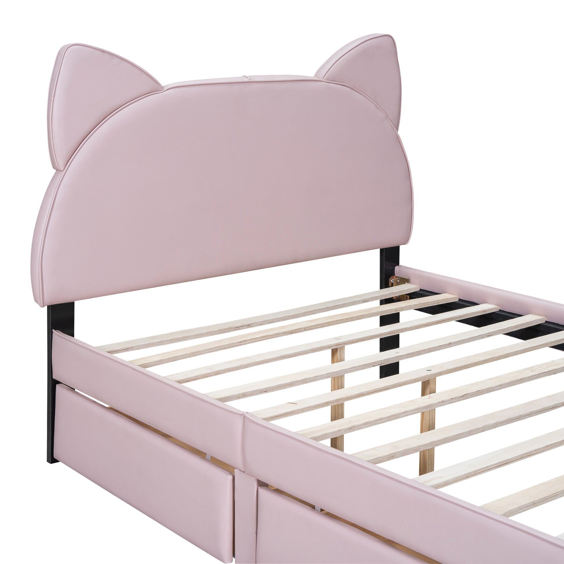 Full Size Upholstered Platform Bed with Cartoon Ears box spring not