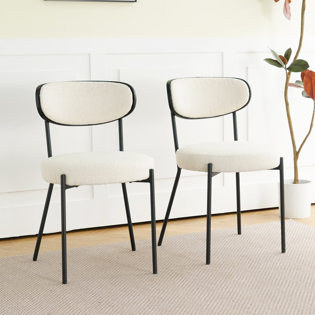 Boucle Modern Kitchen Dining Chair Bentwood