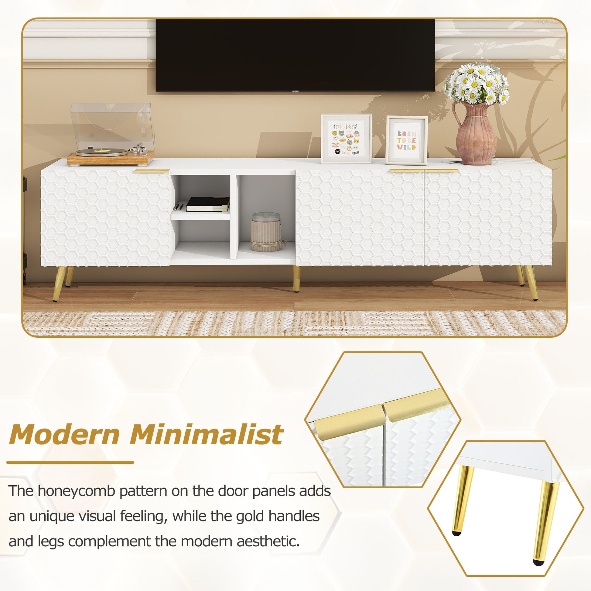 Modern Minimalist Geometric Tv Cabinet With Metal