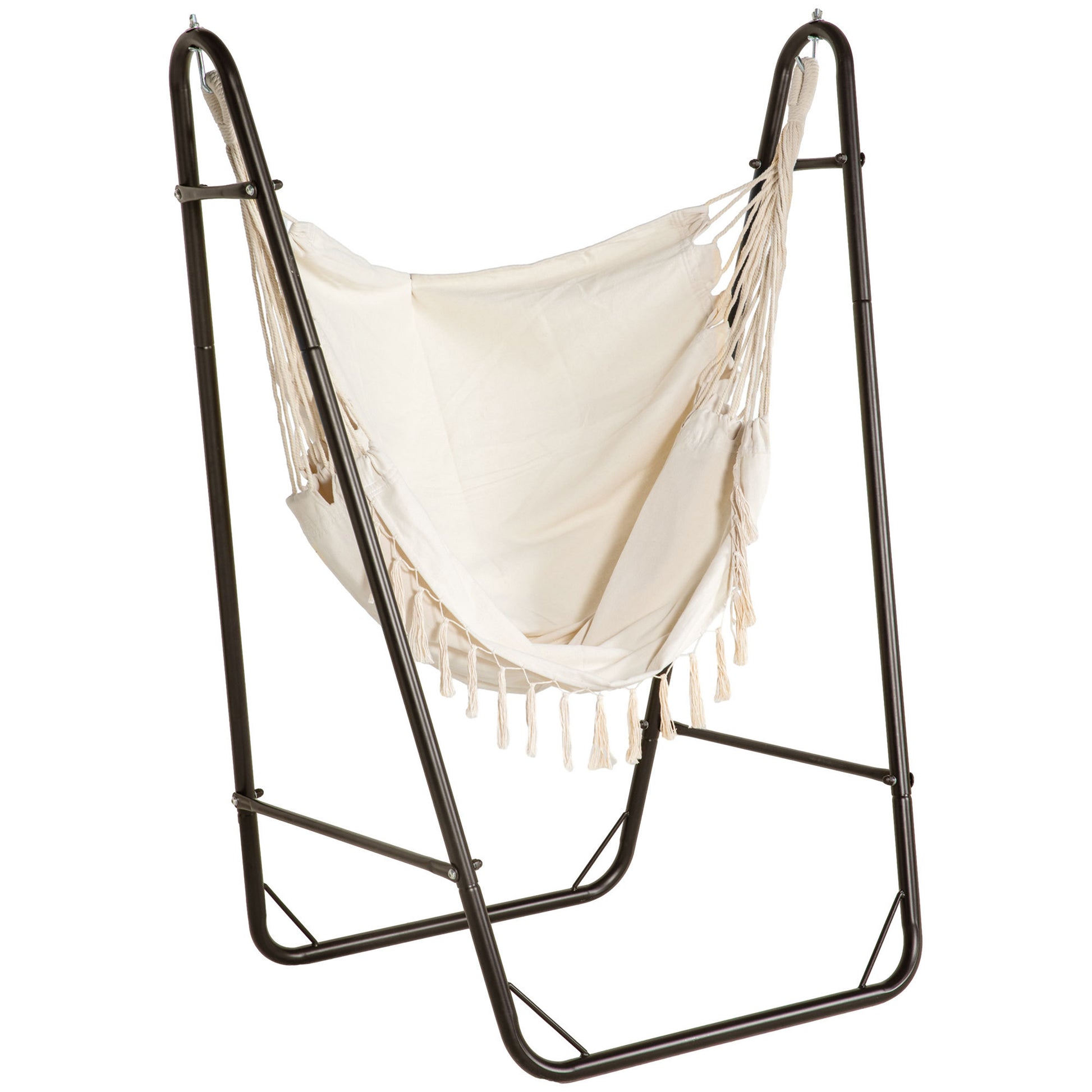 Outsunny Patio Hammock Chair with U Shape Stand white-steel