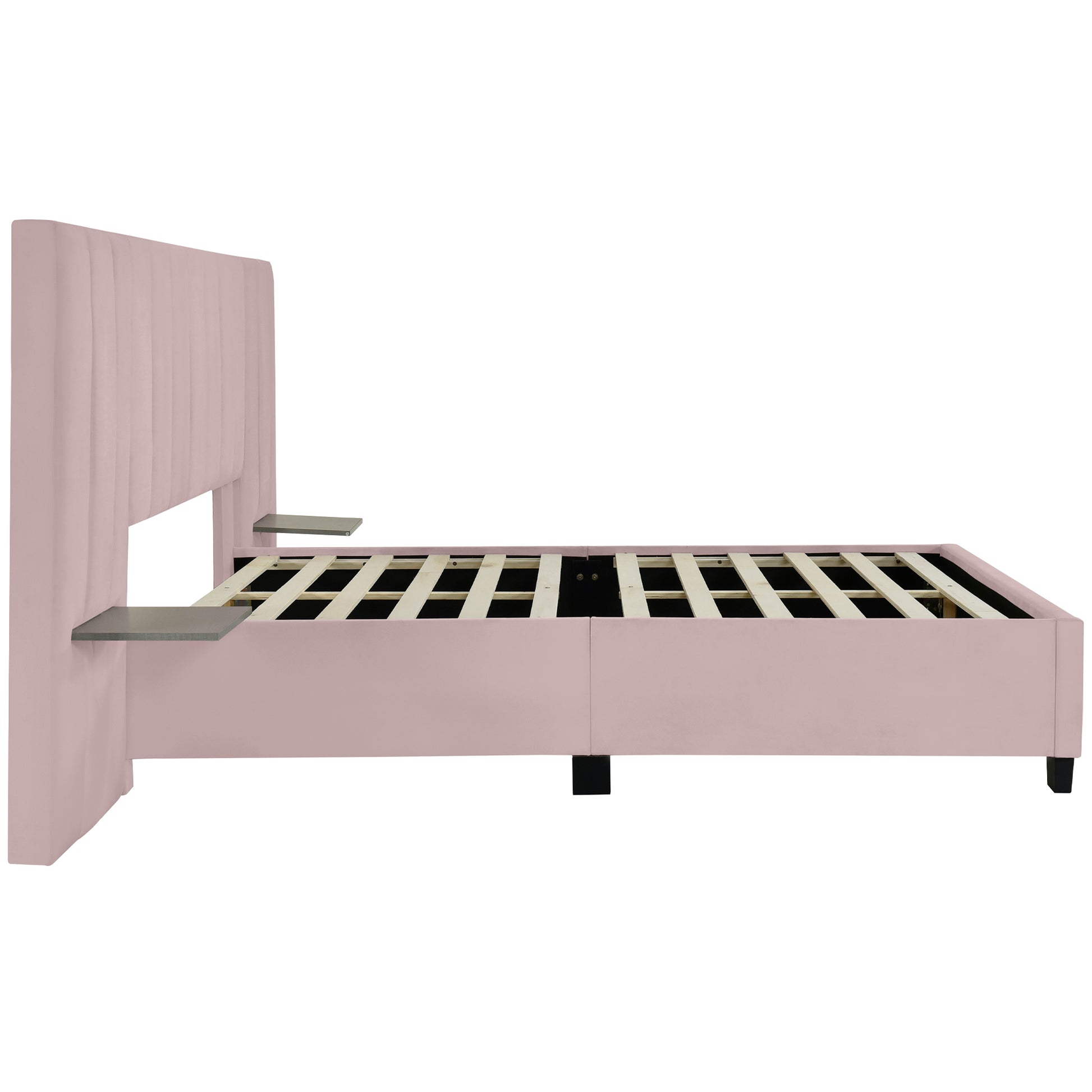 Queen Size Upholstered Platform Bed With Big -