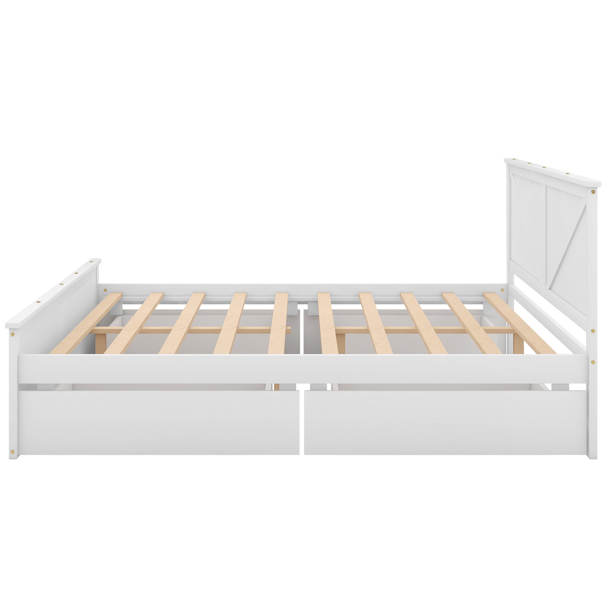 King Size Wooden Platform Bed With Four Storage -