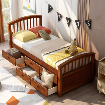 Orisfur. Twin Size Platform Storage Bed Solid