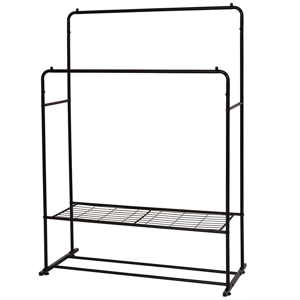 Garment Rack Freestanding Hanger Double Rods Multi black-metal