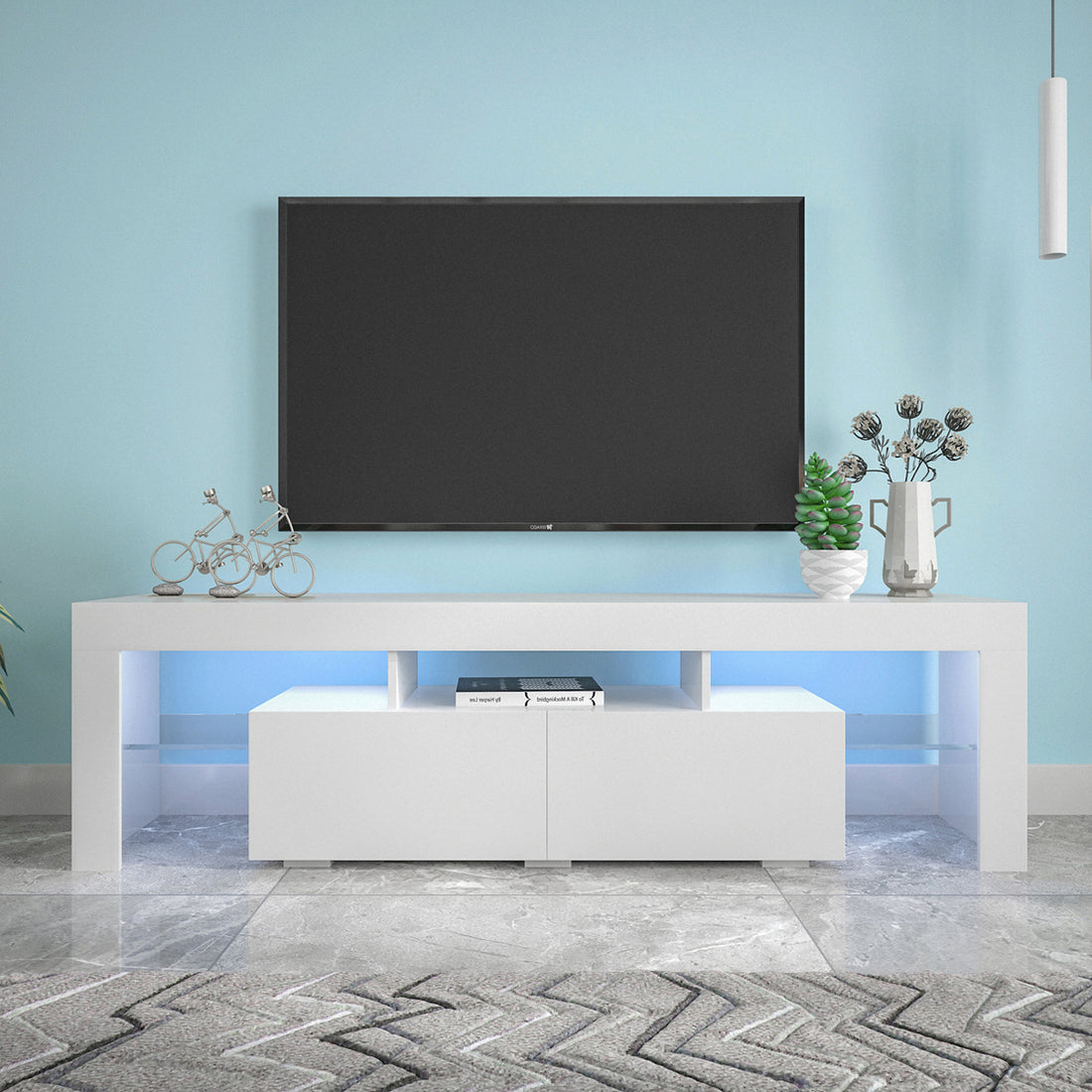 Modern White Tv Stand, 20 Colors Led Tv Stand W