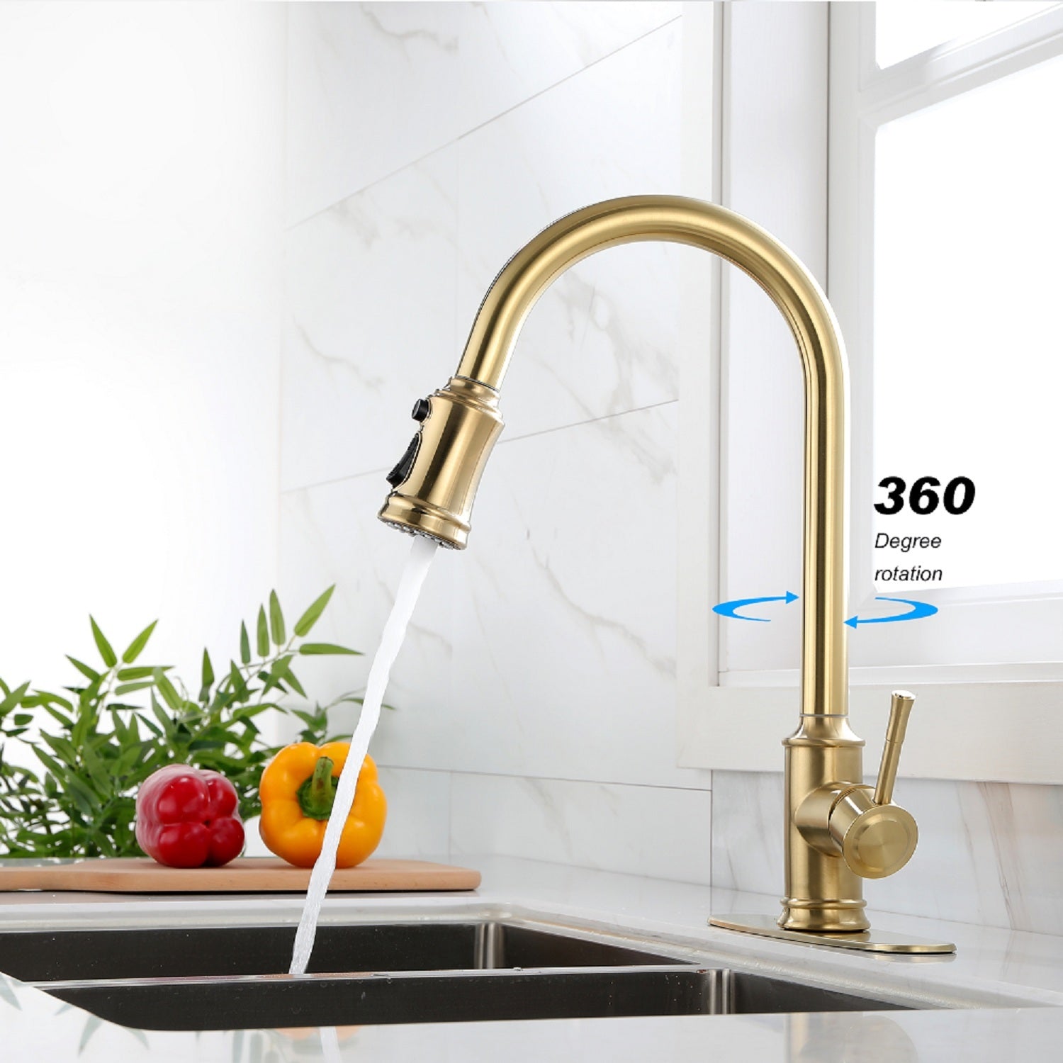 Touch Kitchen Faucet with Pull Down Sprayer gold-stainless steel