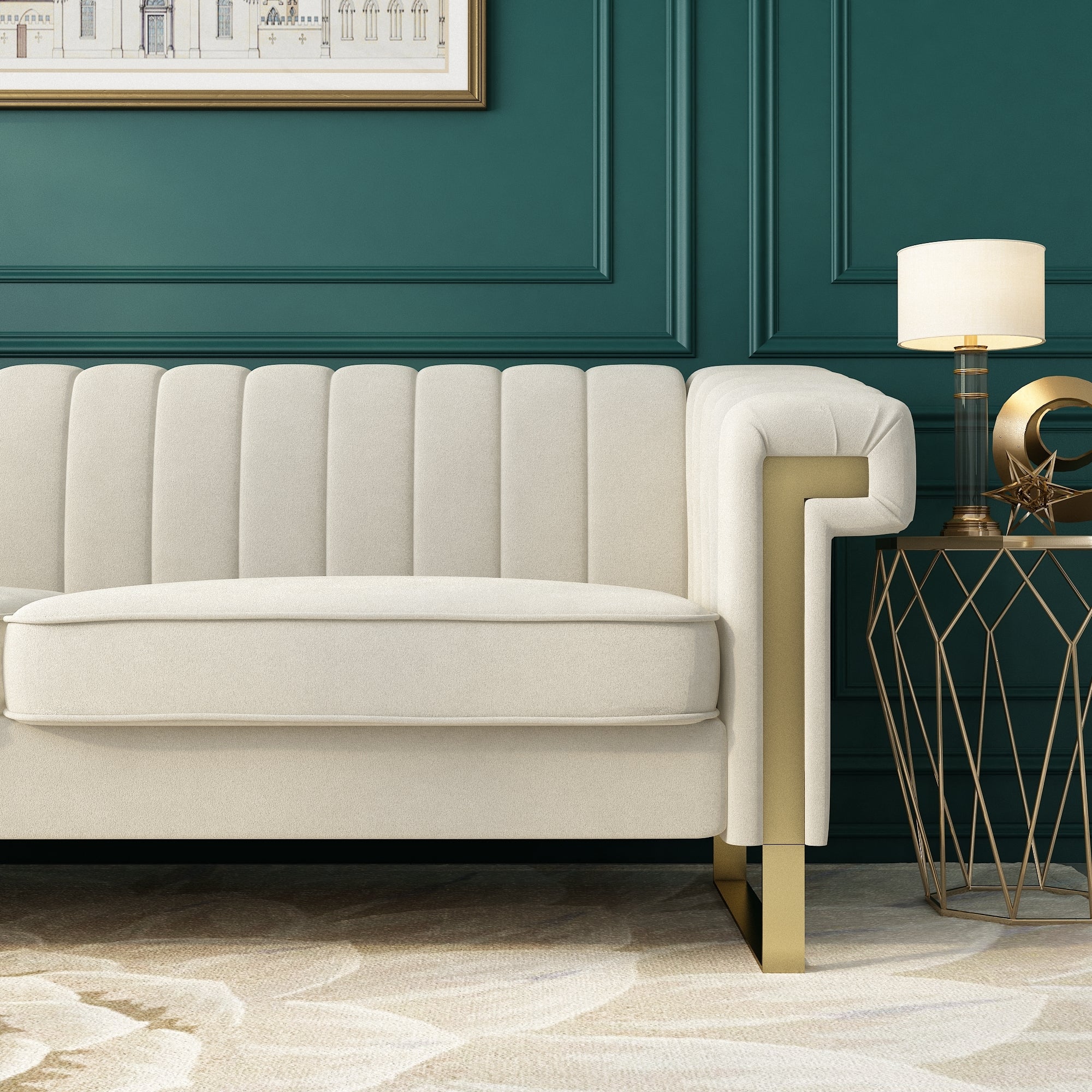 Fx P81 Cw2 Sofa - Cream White Velvet 3 Seat