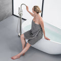 TrustMade Double Handle Freestanding Tub Filler with brushed nickel-brass