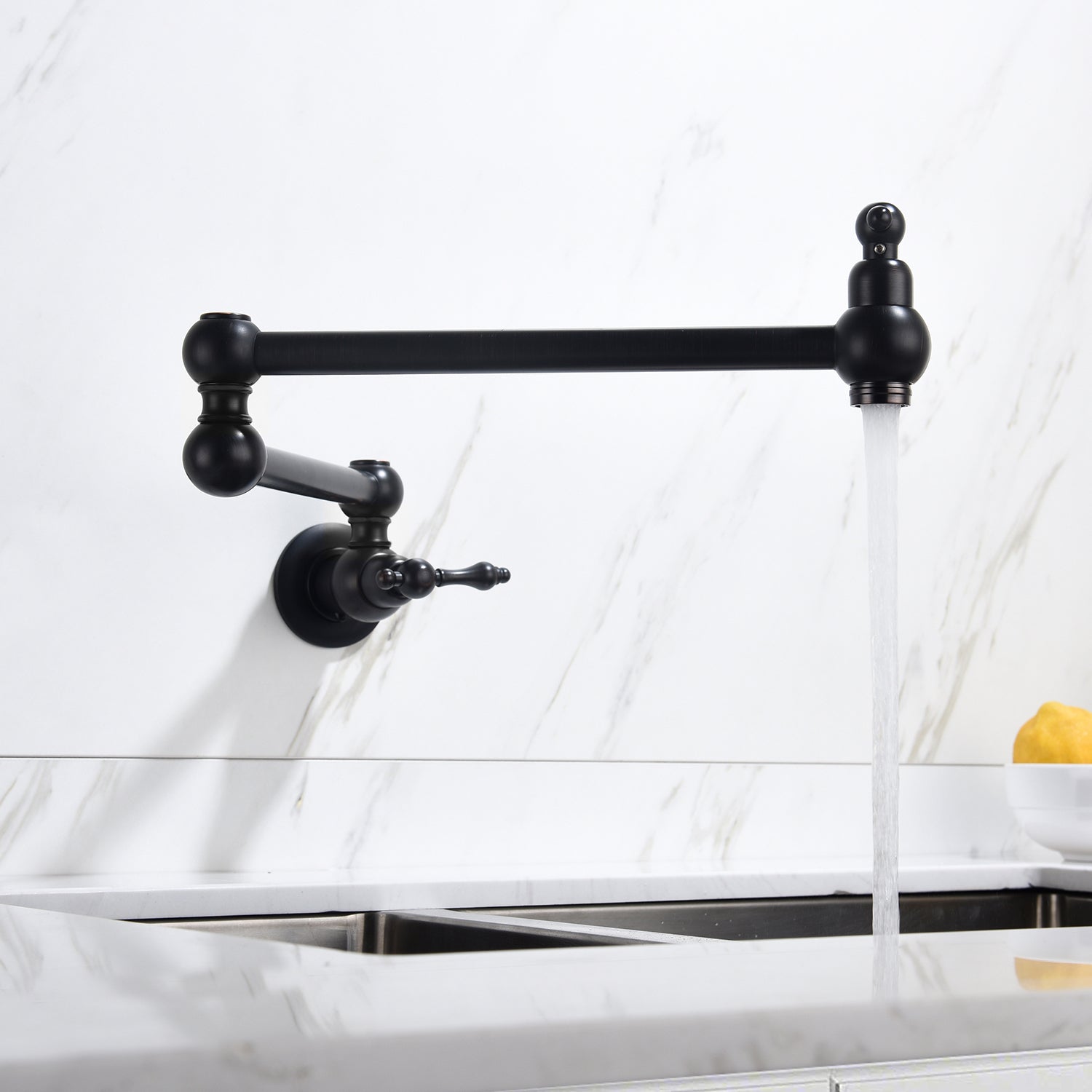 Pot Filler Faucet Wall Mount matte black-brass