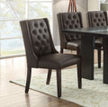 Modern Faux Leather Espresso Tufted Set of 2 Chairs espresso-brown-dining