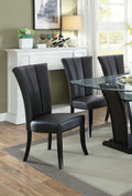 Black Faux Leather Upholstered Lines back Set of 2pc black-dining room-modern-dining chairs-ladder