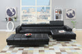 Black Bonded Leather Extra large Ottoman Metal