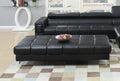 Black Bonded Leather Extra large Ottoman Metal