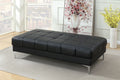 Black Bonded Leather Extra large Ottoman Metal